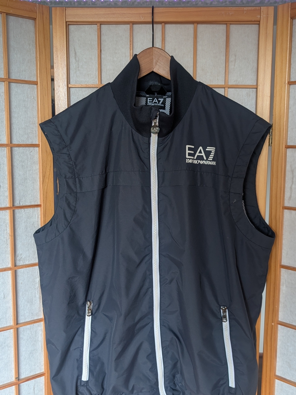EA7 Emporio Armani Men's Performance Vest Black Full Zip Mesh Lined - Int XL